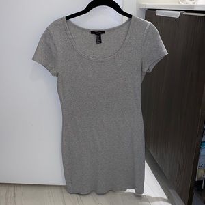 FOREVER21 Grey Ribbed Stretch Knit Dress